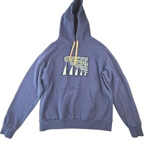 Fayettechill Mens Blue Graphic Raglan Hoodie Sweatshirt Size L 0741